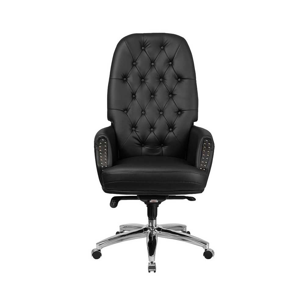 High Back Traditional Tufted Black LeatherSoft Multifunction Executive Swivel Ergonomic Office Chair with Arms