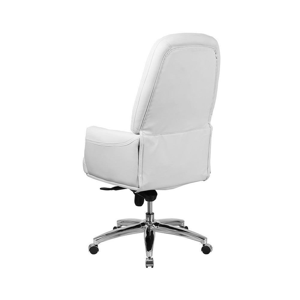High Back Traditional Tufted White LeatherSoft Multifunction Executive Swivel Ergonomic Office Chair with Arms