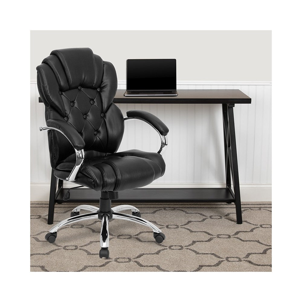 High Back Transitional Style Black LeatherSoft Executive Swivel Office Chair with Arms