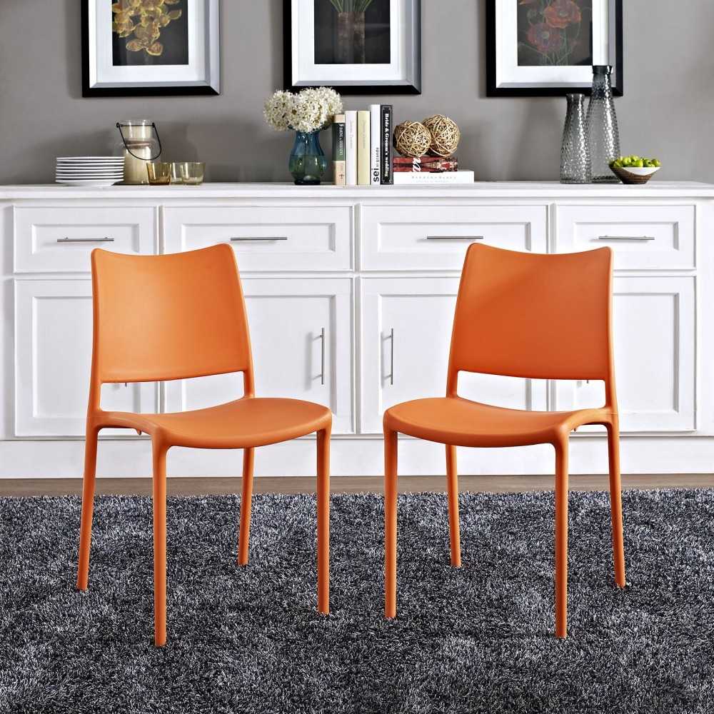 Hipster Dining Side Chair Set of 2, Orange