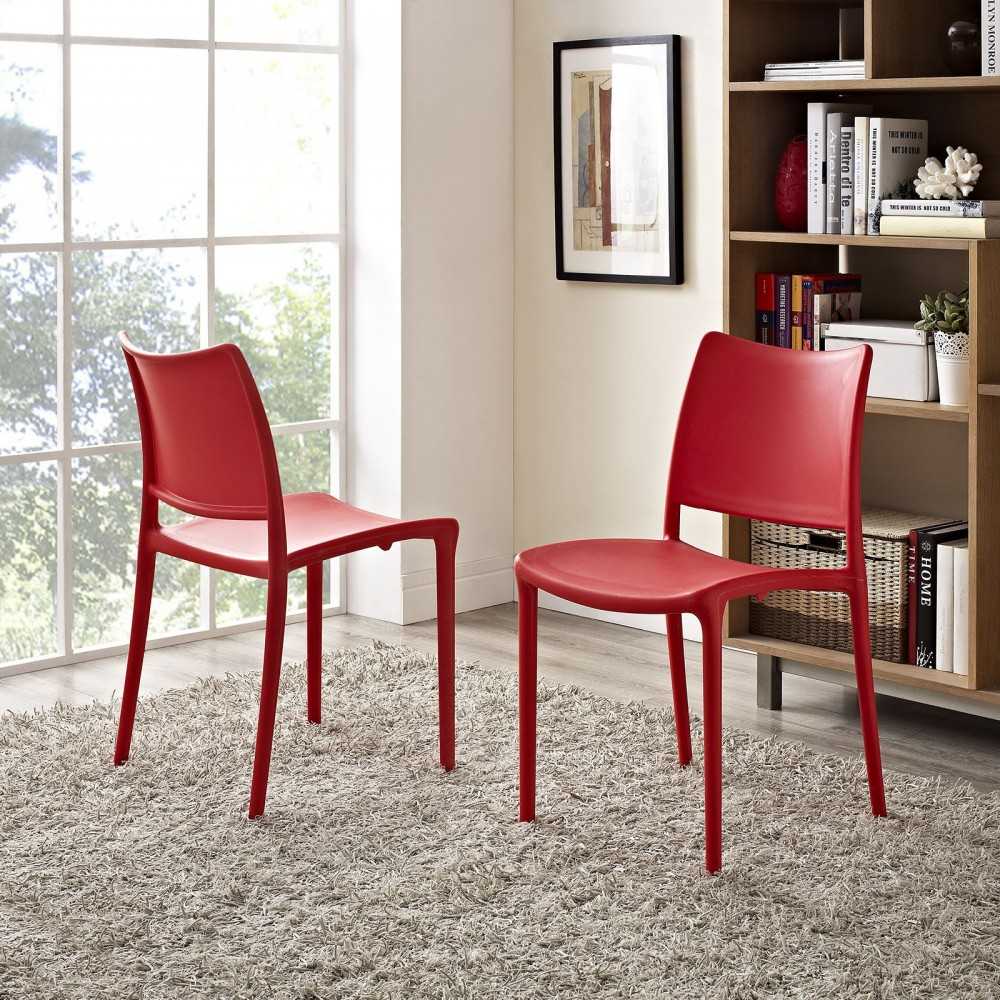 Hipster Dining Side Chair Set of 2, Red