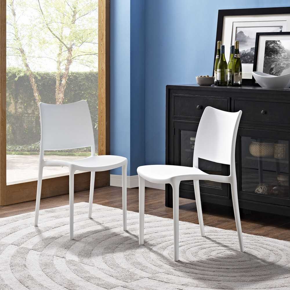 Hipster Dining Side Chair Set of 2, White