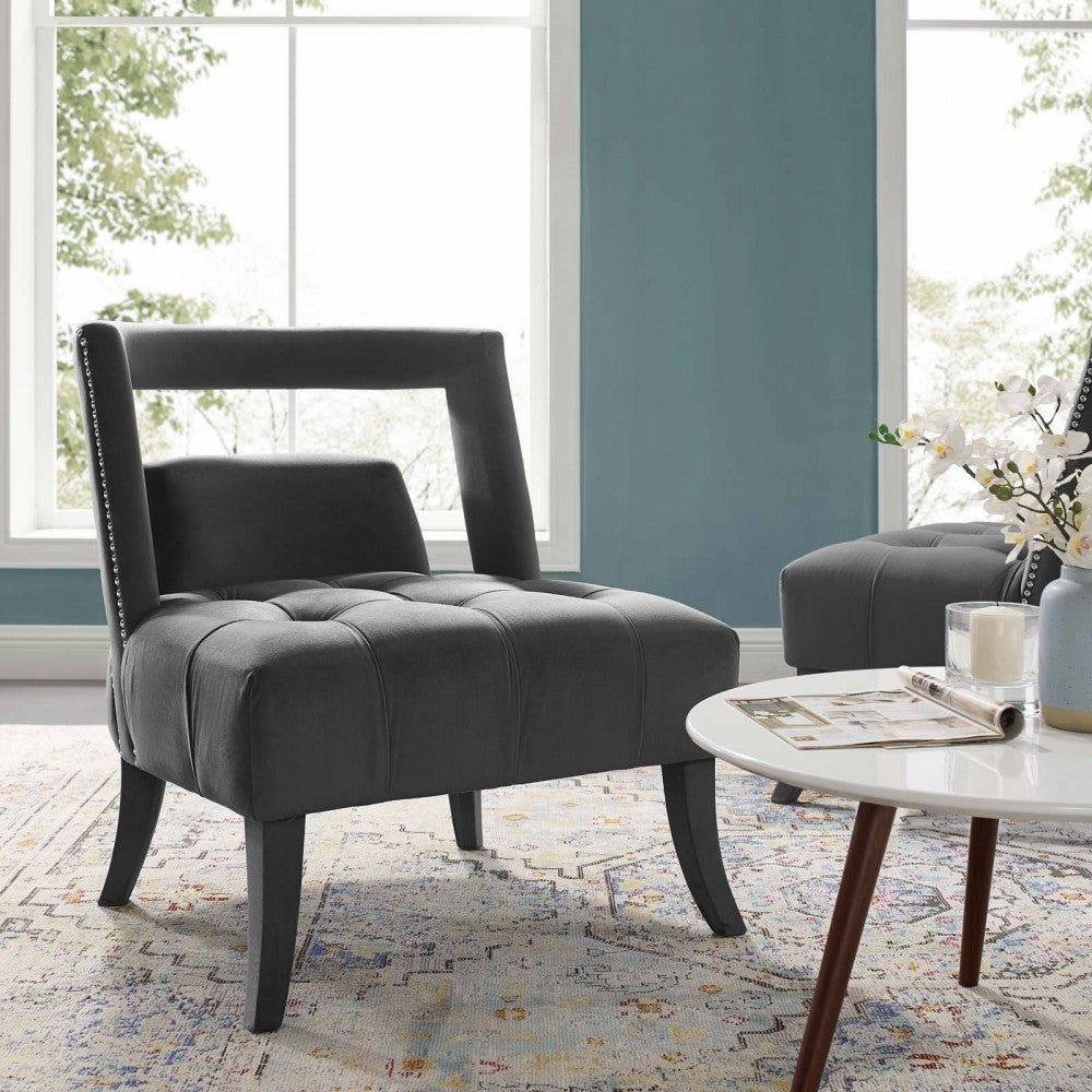 Honor Accent Lounge Performance Velvet Armchair, Gray