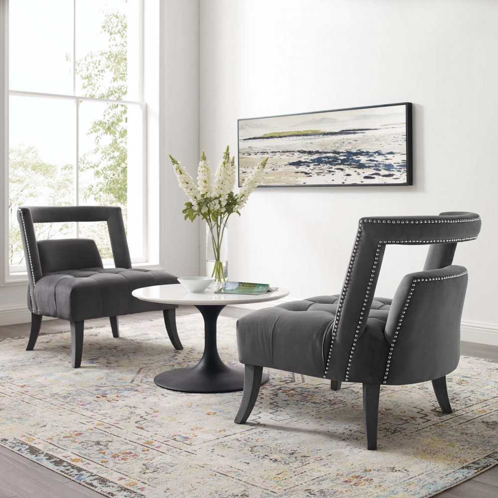 Honor Armchair Performance Velvet Set of 2, Gray