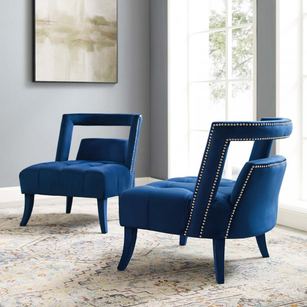 Honor Armchair Performance Velvet Set of 2, Navy