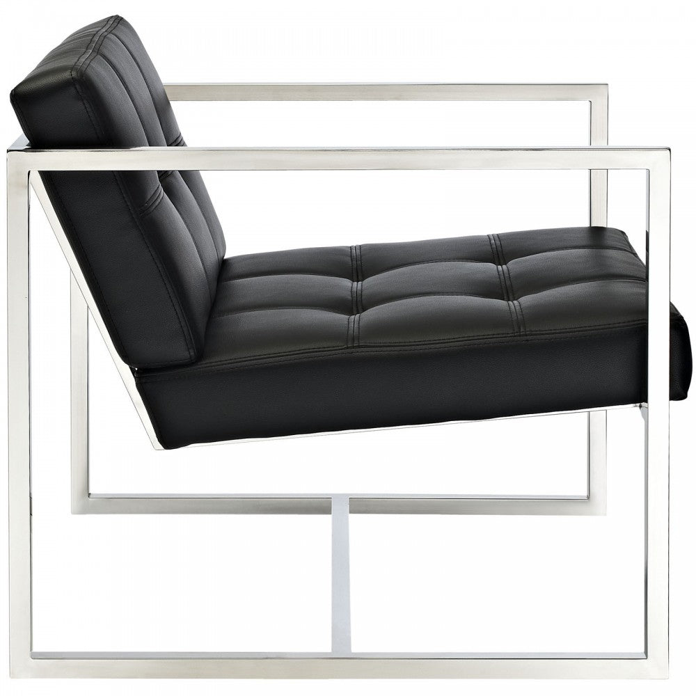 Hover Upholstered Vinyl Lounge Chair, Black