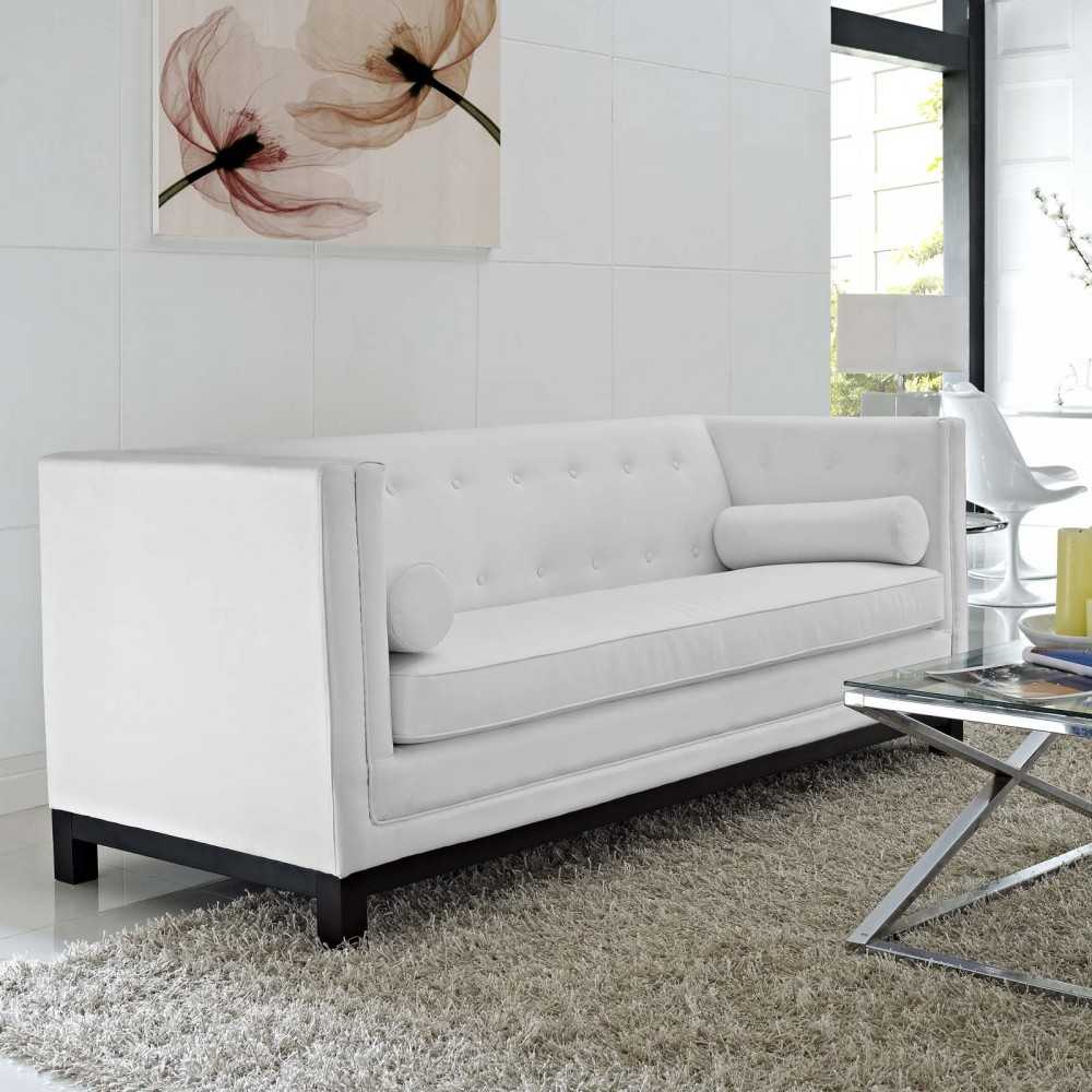 Imperial Bonded Leather Sofa, White