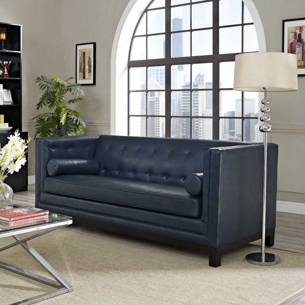 Imperial Bonded Leather Sofa, Blue