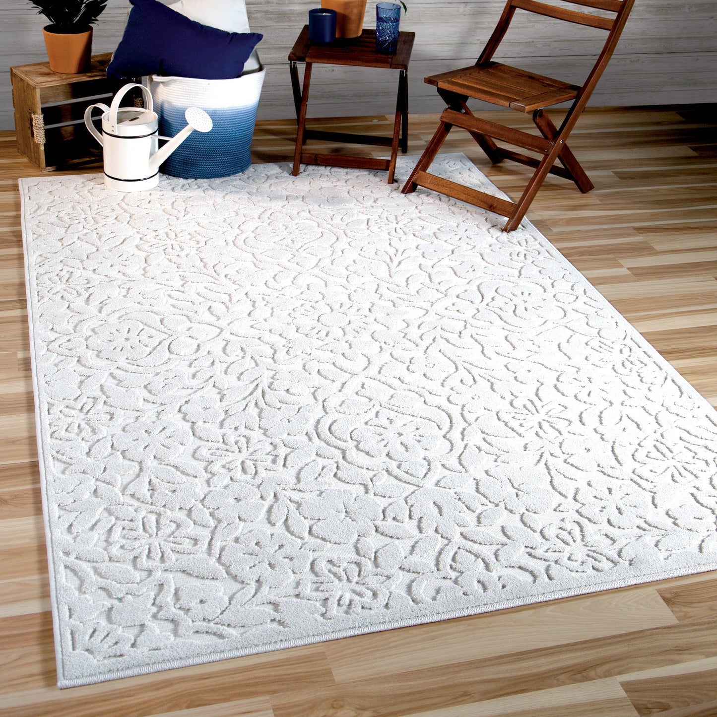 Orian Boucle' Cottage Floral Natural 62"X90"