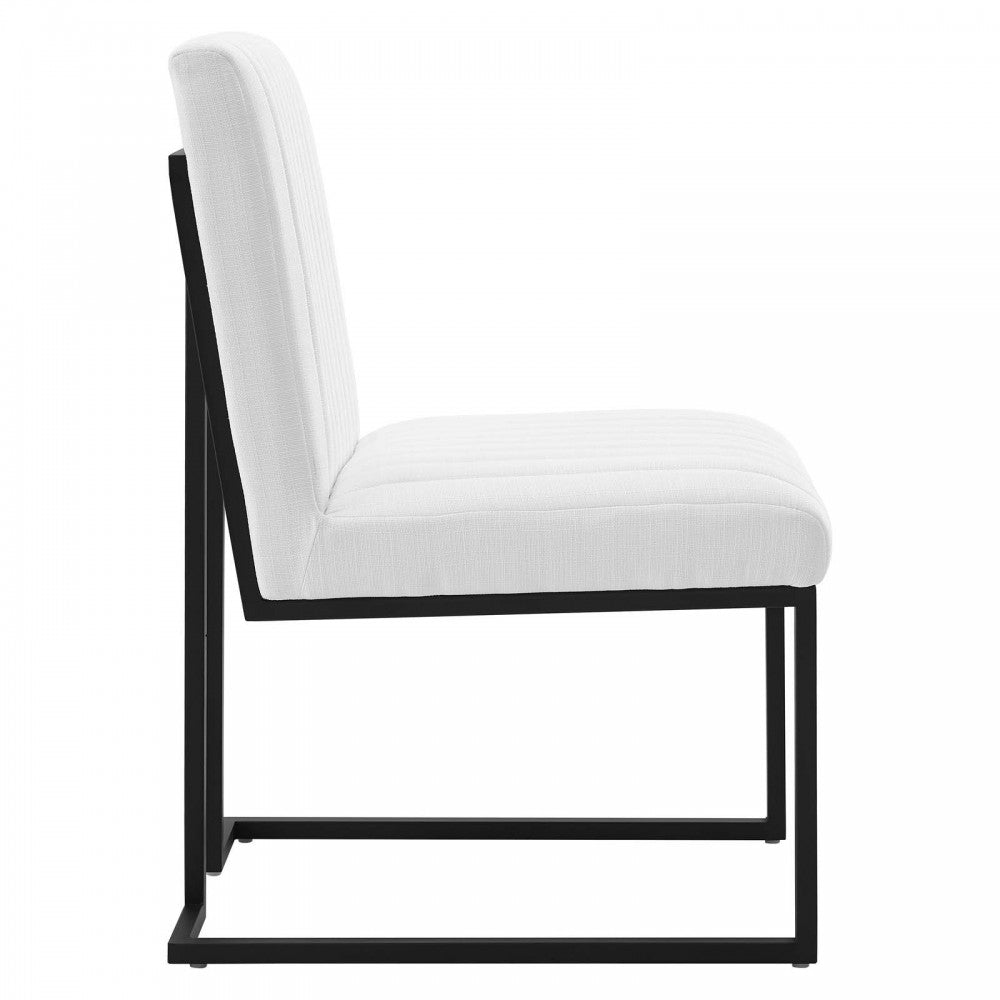Indulge Channel Tufted Fabric Dining Chair, White
