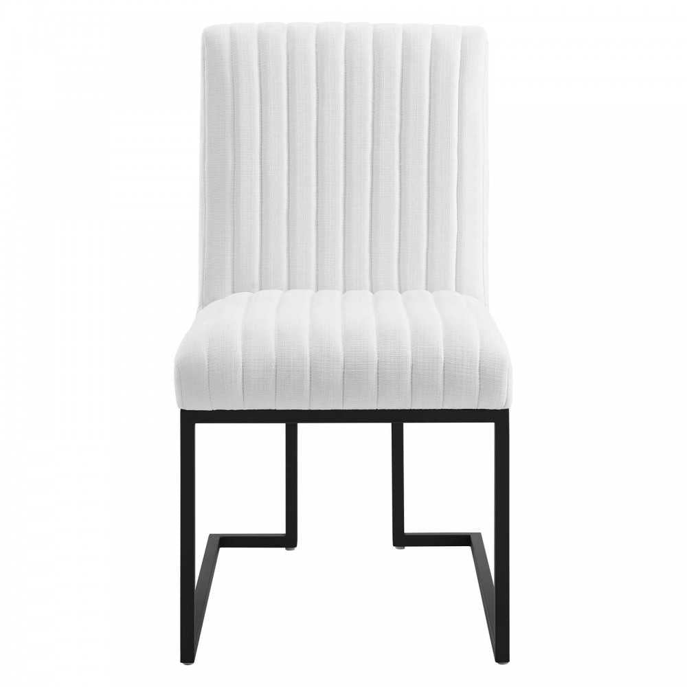 Indulge Channel Tufted Fabric Dining Chair, White