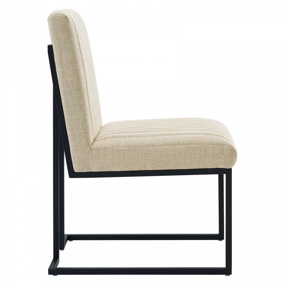 Indulge Channel Tufted Fabric Dining Chair, Beige