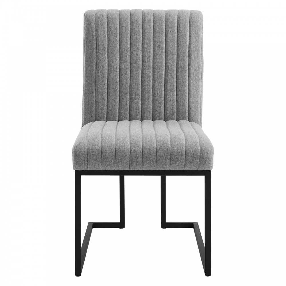 Indulge Channel Tufted Fabric Dining Chairs - Set of 2, Light Gray