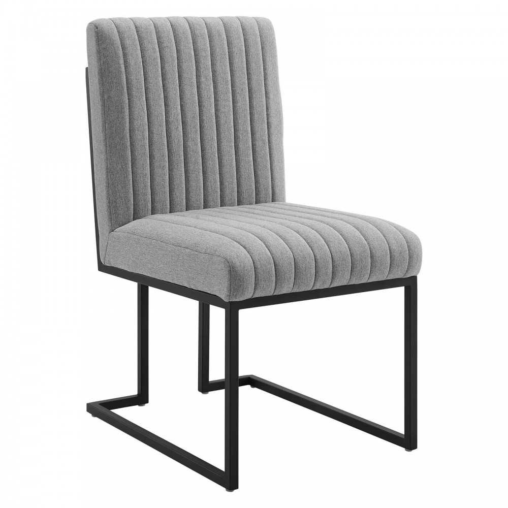 Indulge Channel Tufted Fabric Dining Chairs - Set of 2, Light Gray