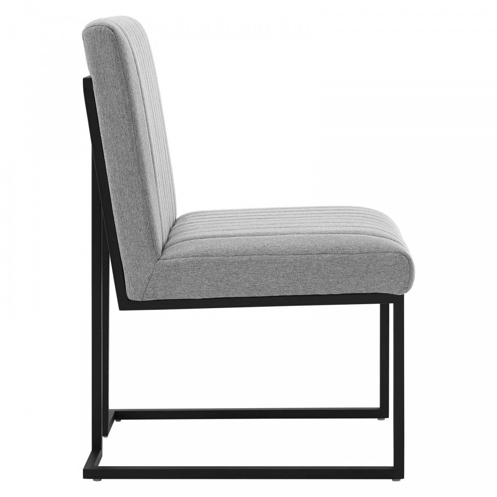 Indulge Channel Tufted Fabric Dining Chairs - Set of 2, Light Gray