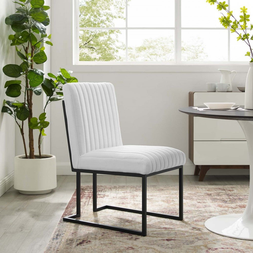 Indulge Channel Tufted Fabric Dining Chairs - Set of 2, White