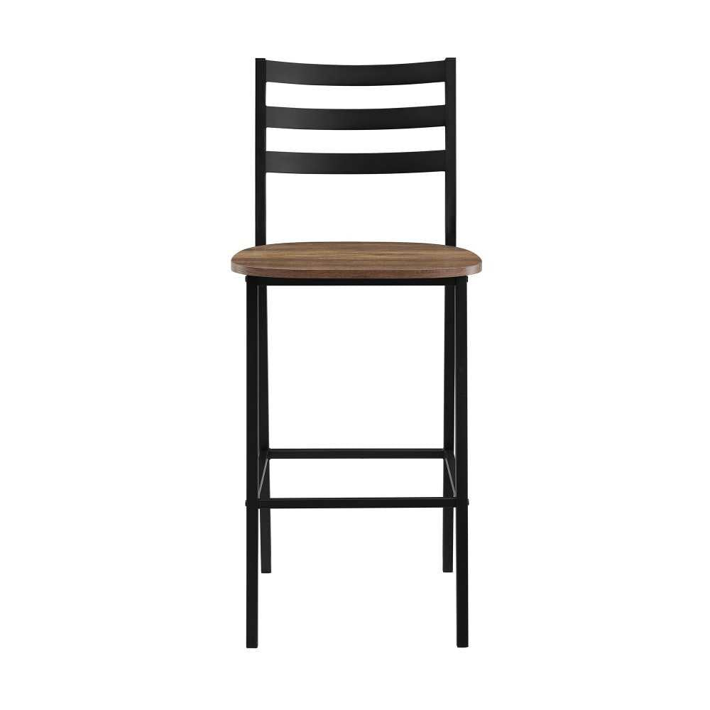 Industrial Slat Back Counter Stools, Set of 2 - Rustic Oak