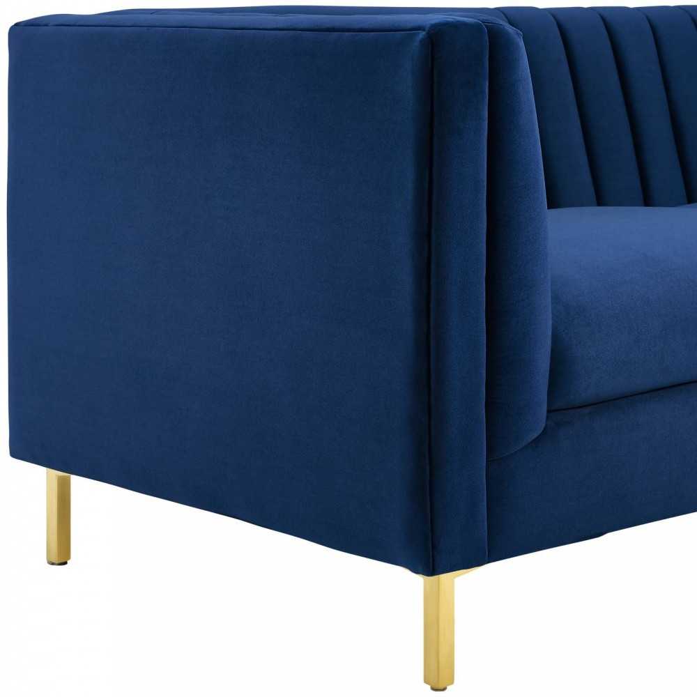 Ingenuity Channel Tufted Performance Velvet Sofa, Navy