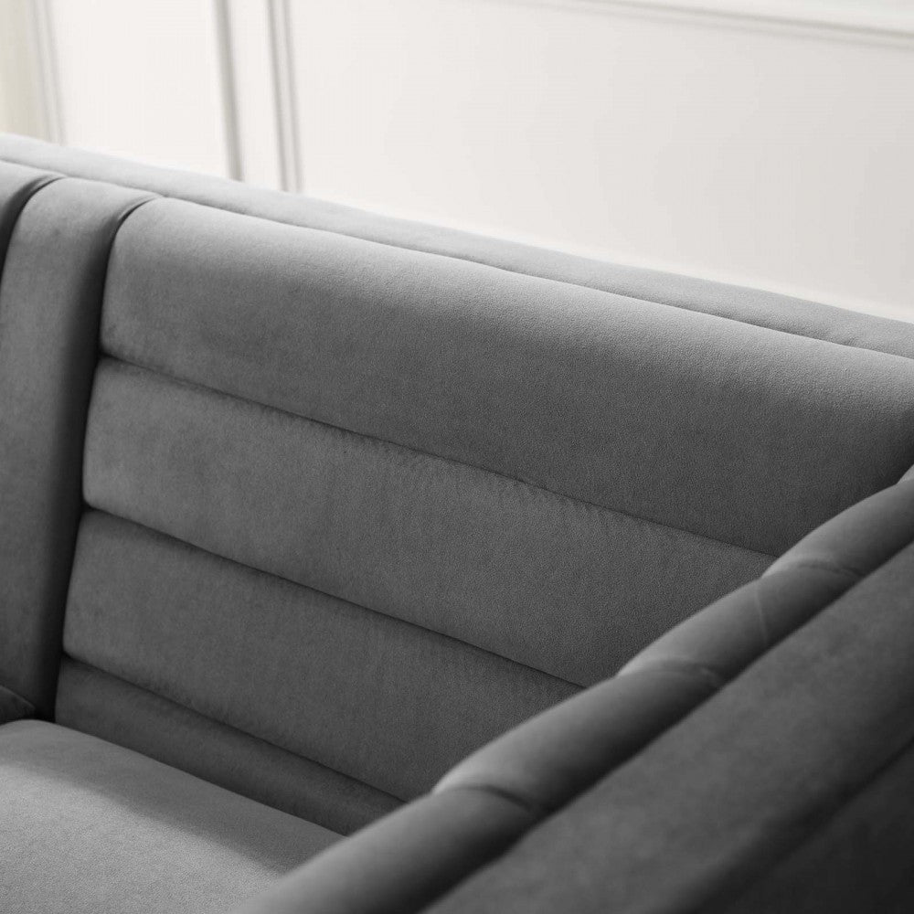 Ingenuity Channel Tufted Performance Velvet Sofa, Gray