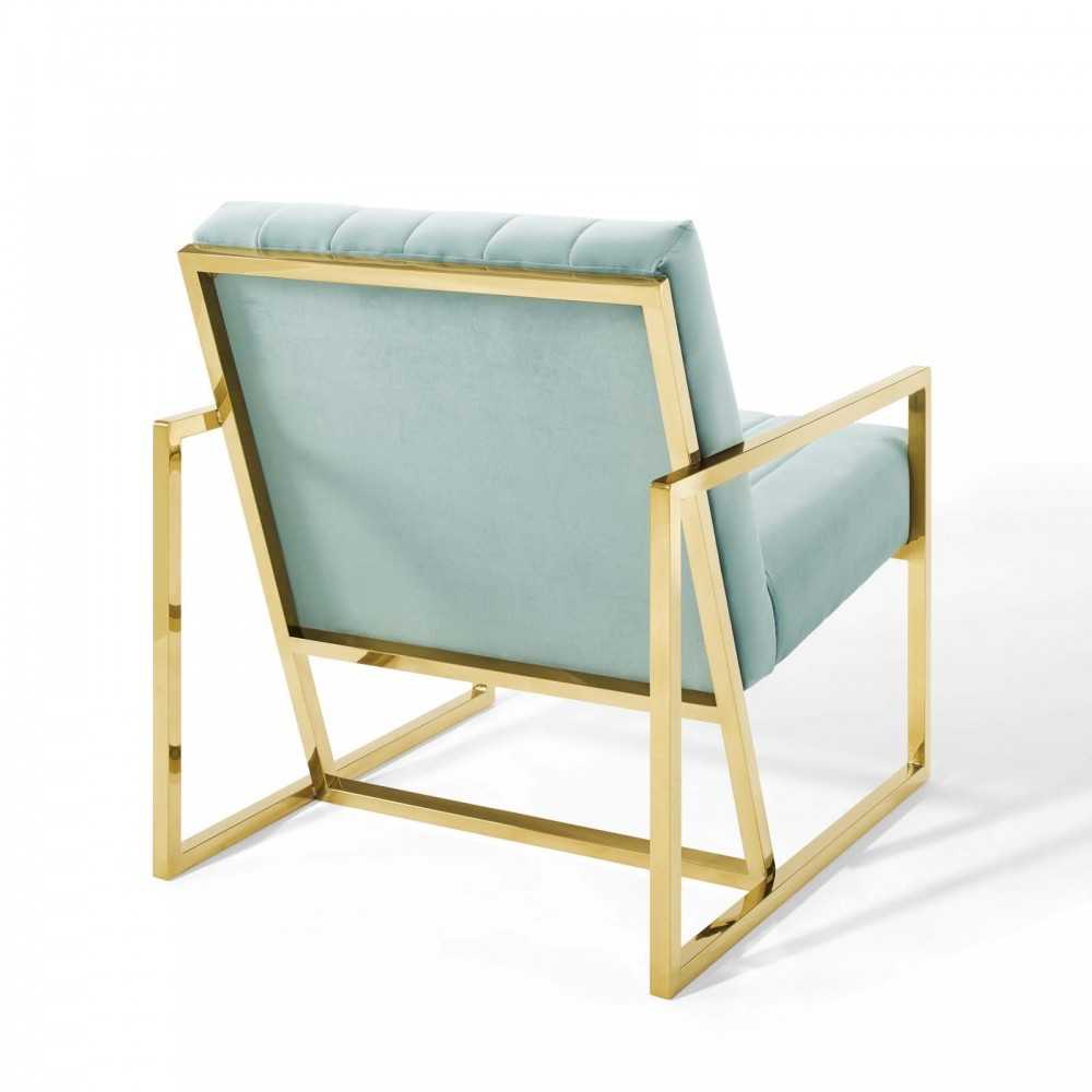 Inspire Channel Tufted Performance Velvet Armchair, Mint