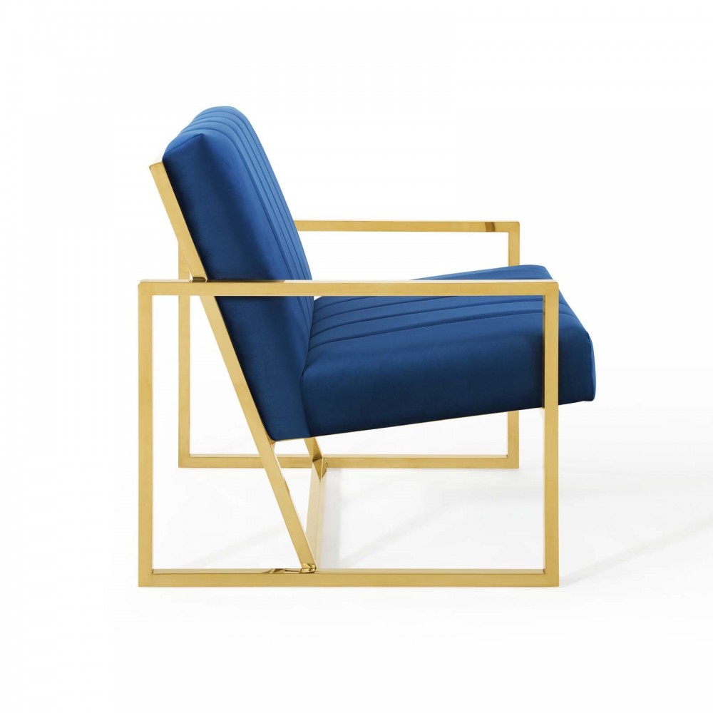 Inspire Channel Tufted Performance Velvet Armchair, Navy