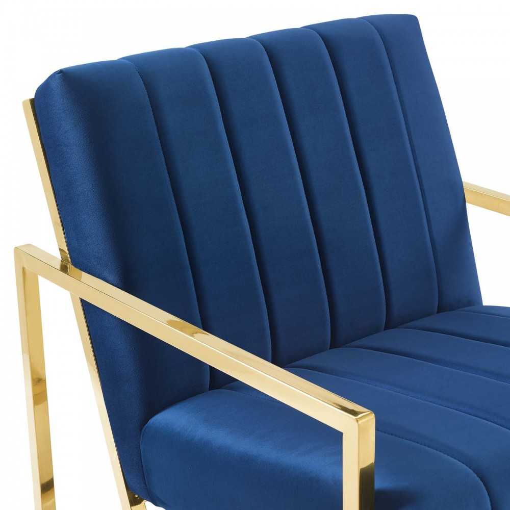 Inspire Channel Tufted Performance Velvet Armchair, Navy