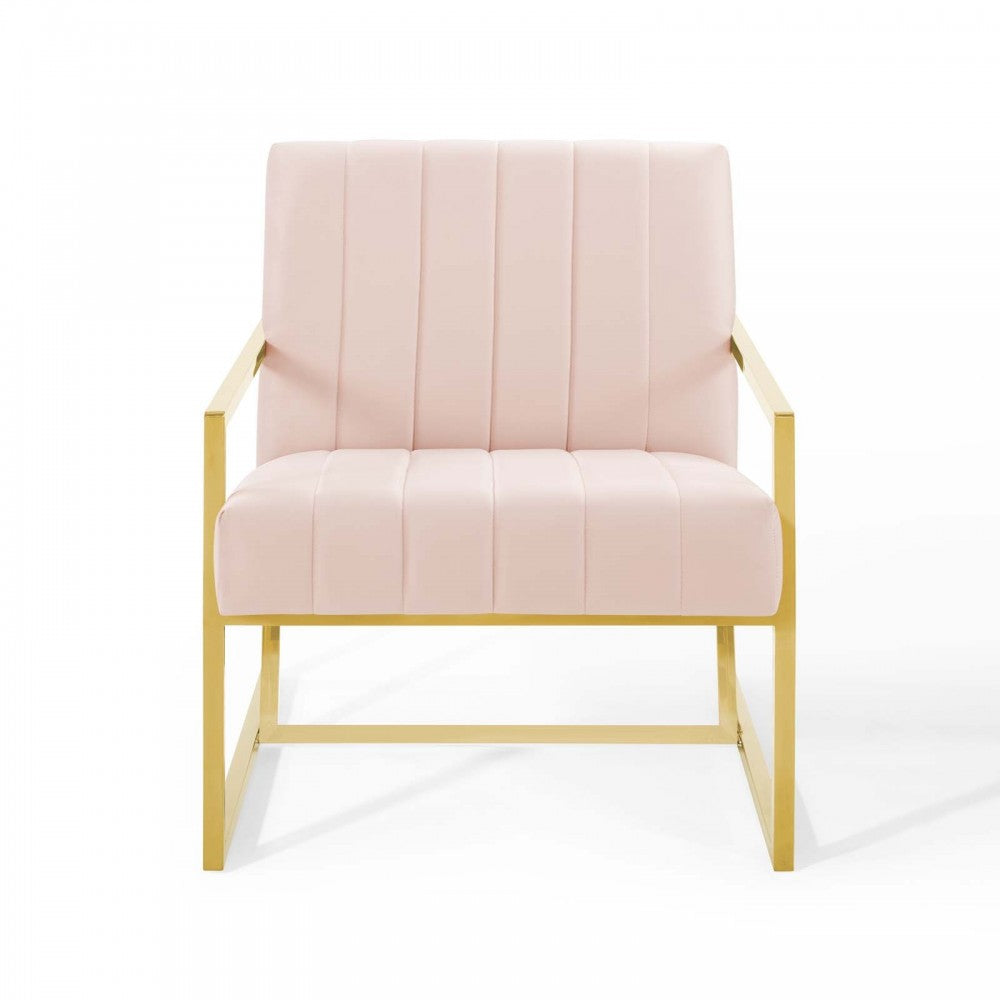 Inspire Channel Tufted Performance Velvet Armchair, Pink
