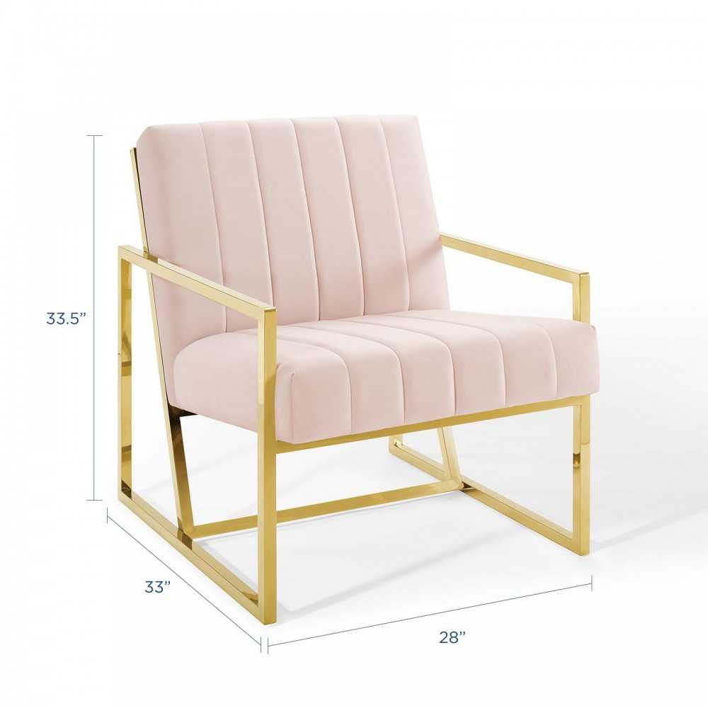 Inspire Channel Tufted Performance Velvet Armchair, Pink