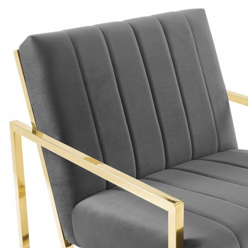 Inspire Channel Tufted Performance Velvet Armchair, Charcoal
