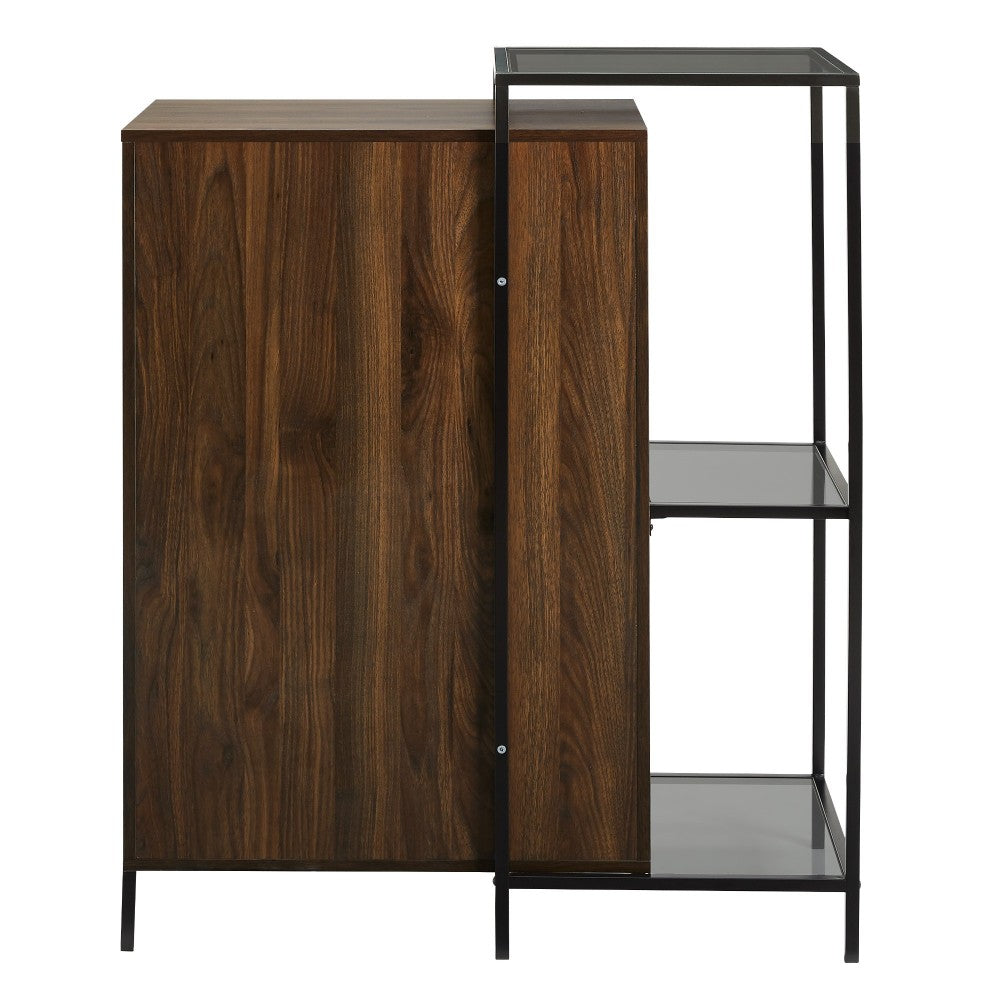 Isabella 4 Drawer Wood and Glass Accent Chest - Dark Walnut