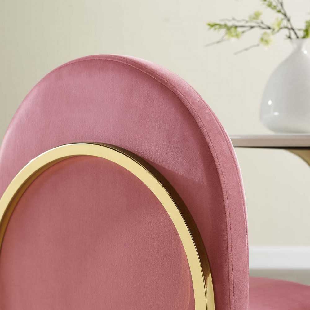 Isla Channel Tufted Performance Velvet Dining Side Chair, Gold Dusty Rose