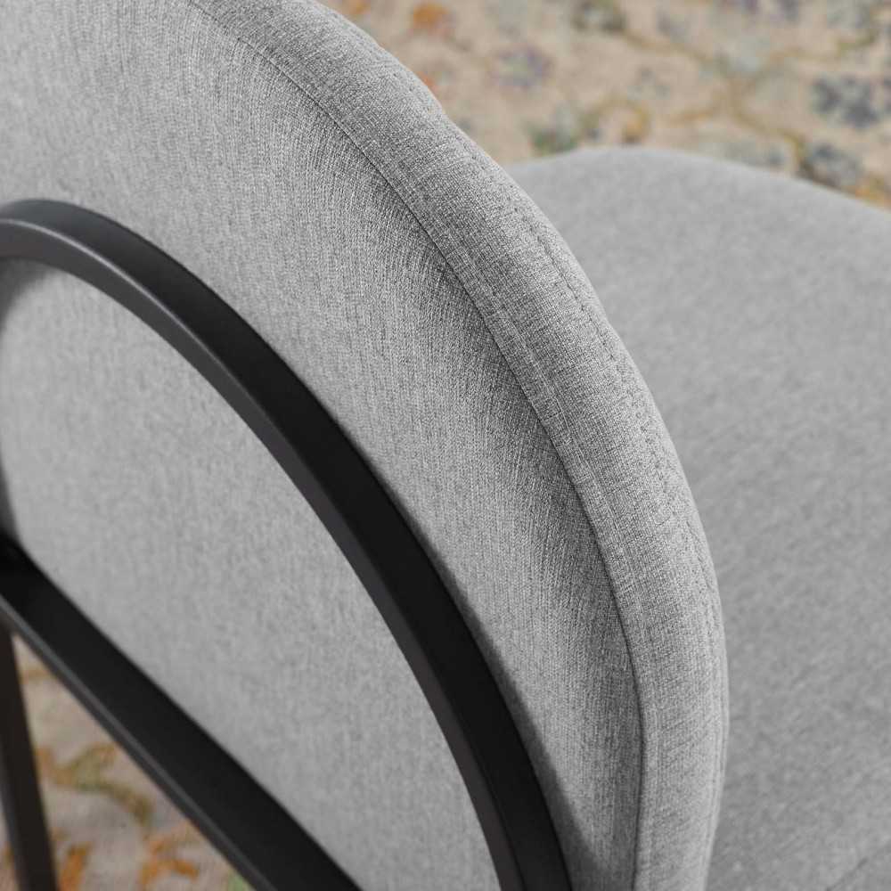 Isla Channel Tufted Upholstered Fabric Dining Side Chair, Black Light Gray