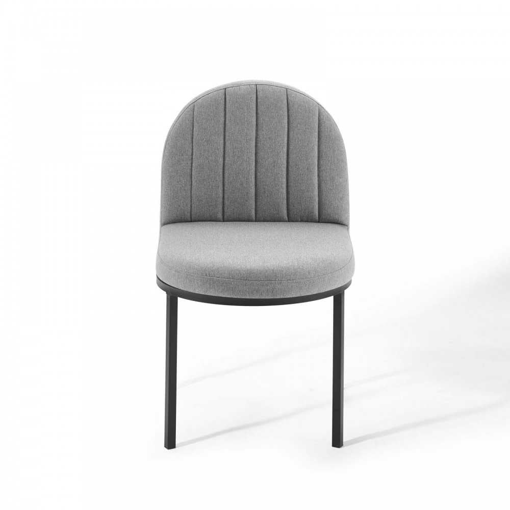 Isla Channel Tufted Upholstered Fabric Dining Side Chair, Black Light Gray