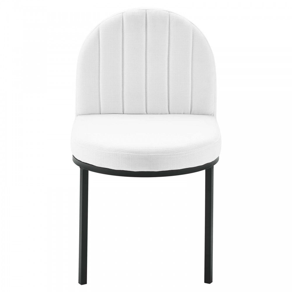 Isla Channel Tufted Upholstered Fabric Dining Side Chair, Black White