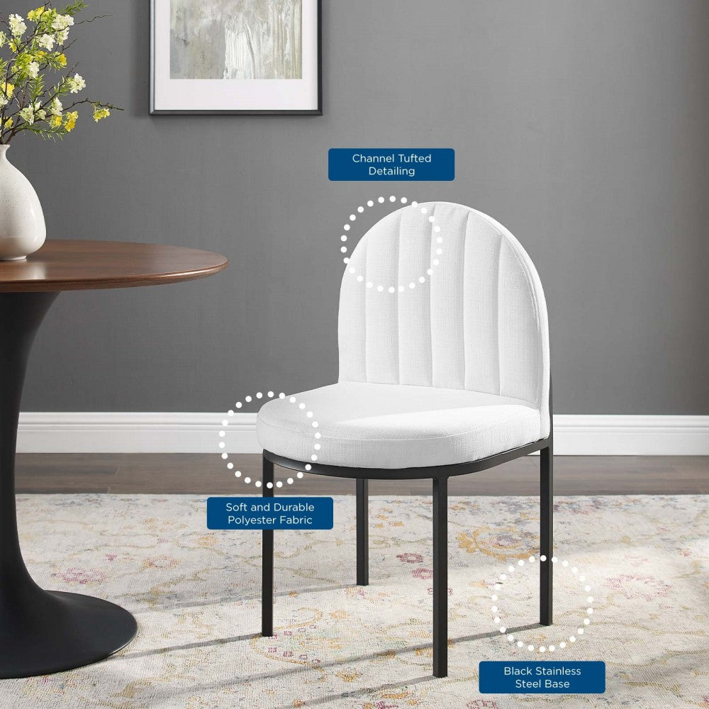 Isla Channel Tufted Upholstered Fabric Dining Side Chair, Black White
