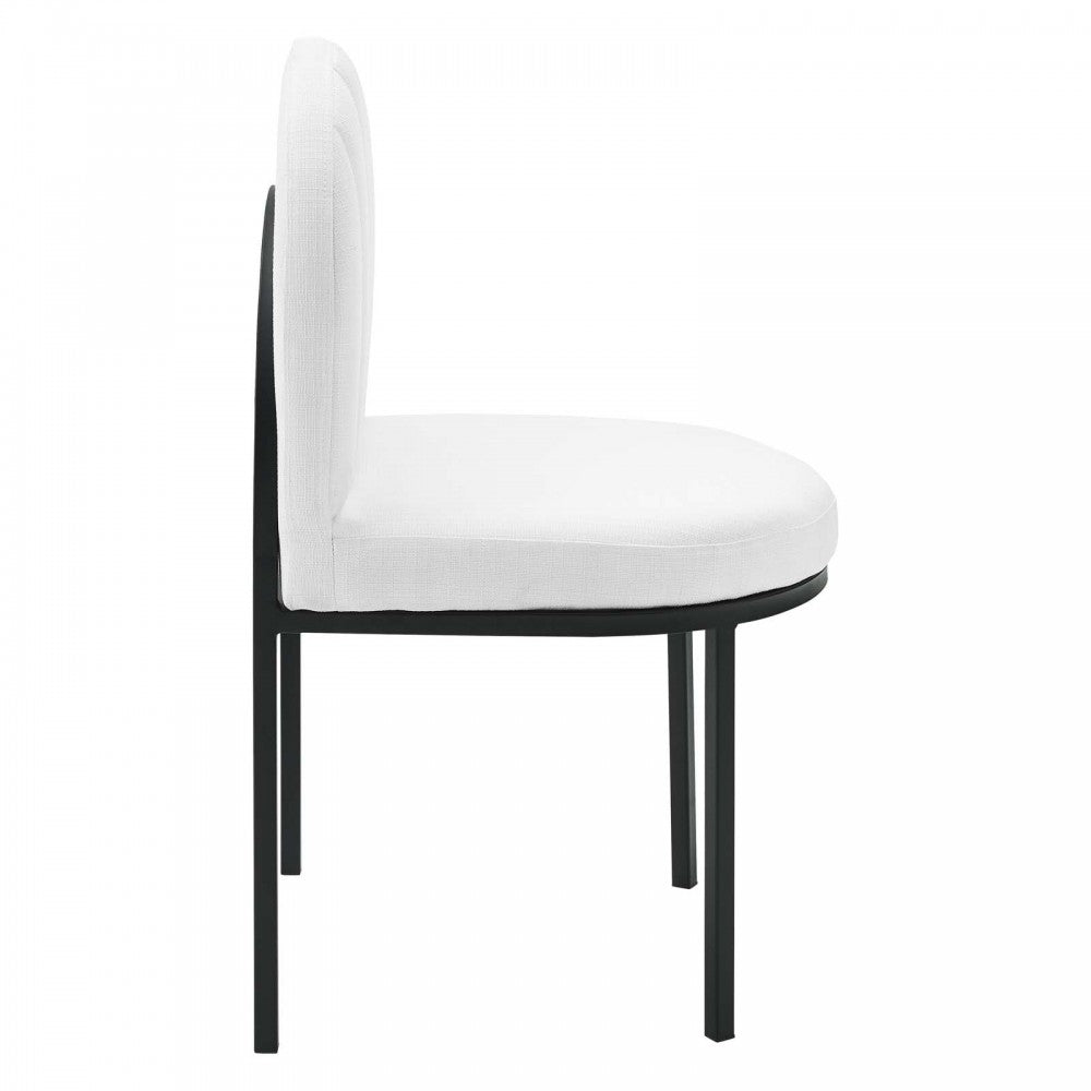 Isla Channel Tufted Upholstered Fabric Dining Side Chair, Black White