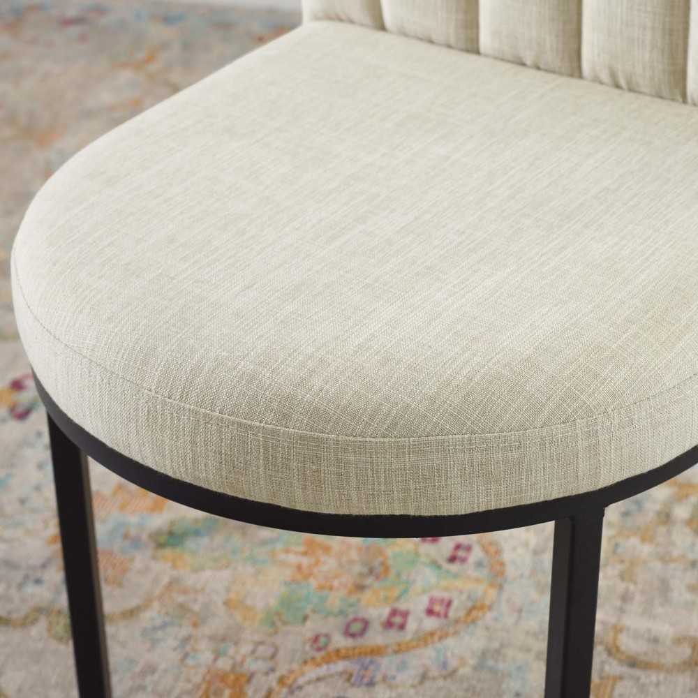 Isla Channel Tufted Upholstered Fabric Dining Side Chair, Black Beige