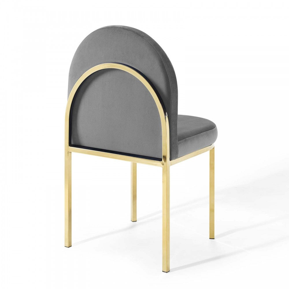 Isla Dining Side Chair Performance Velvet Set of 2, Gold Gray