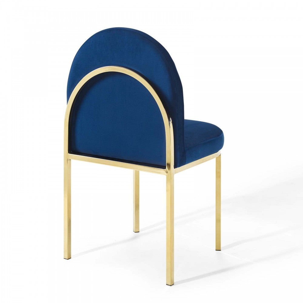 Isla Dining Side Chair Performance Velvet Set of 2, Gold Navy
