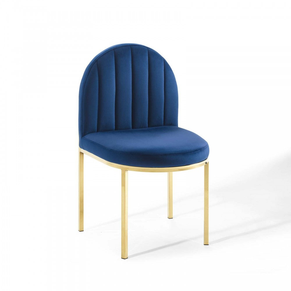 Isla Dining Side Chair Performance Velvet Set of 2, Gold Navy