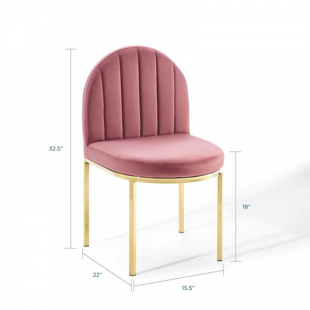 Isla Dining Side Chair Performance Velvet Set of 2, Gold Dusty Rose