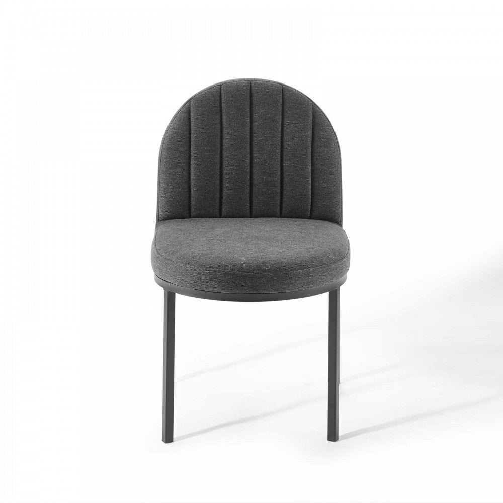Isla Dining Side Chair Upholstered Fabric Set of 2, Black Charcoal
