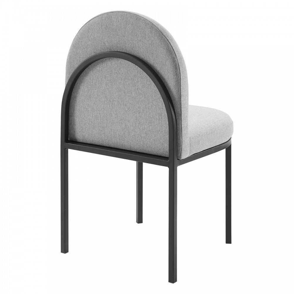 Isla Dining Side Chair Upholstered Fabric Set of 2, Black Light Gray