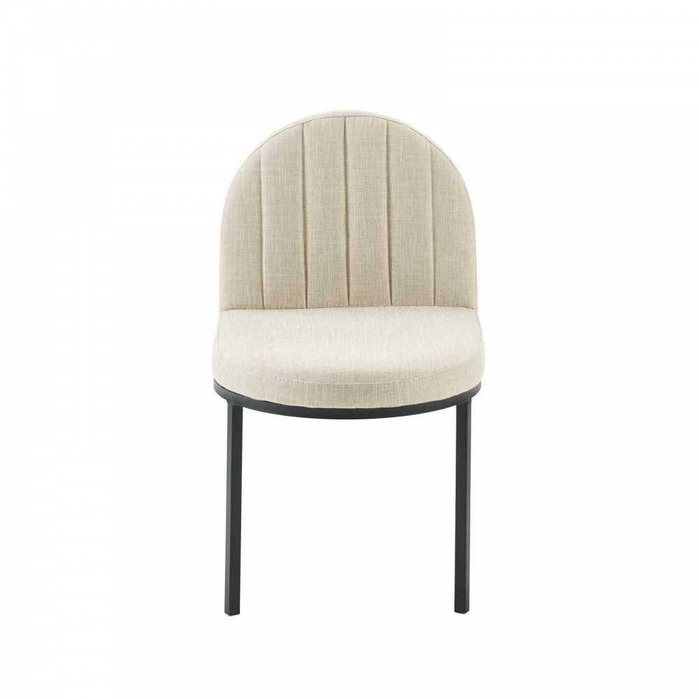 Isla Dining Side Chair Upholstered Fabric Set of 2, Black Beige