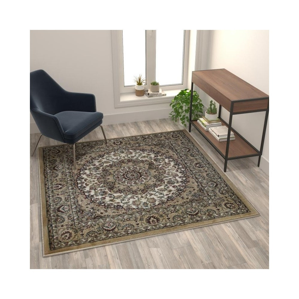 Ivory 5x5 Persian Area Rug