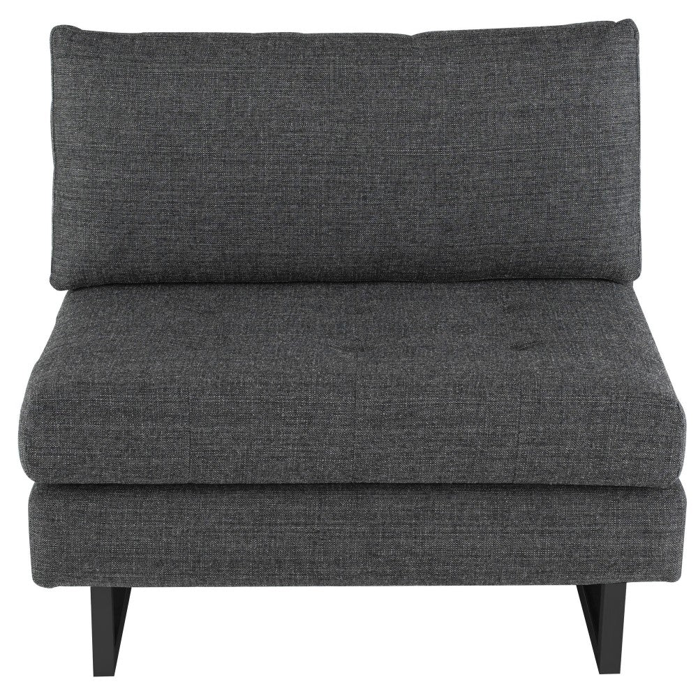 Janis Dark Gray Tweed Fabric Armless Sofa Seat, HGSC544