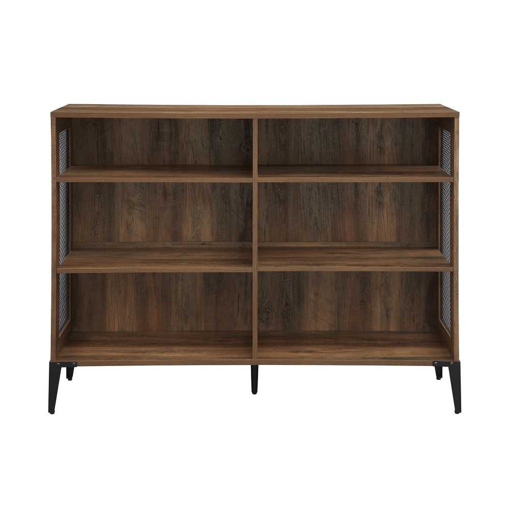Jasper 52" Mesh Side Industrial Bookshelf - Rustic Oak