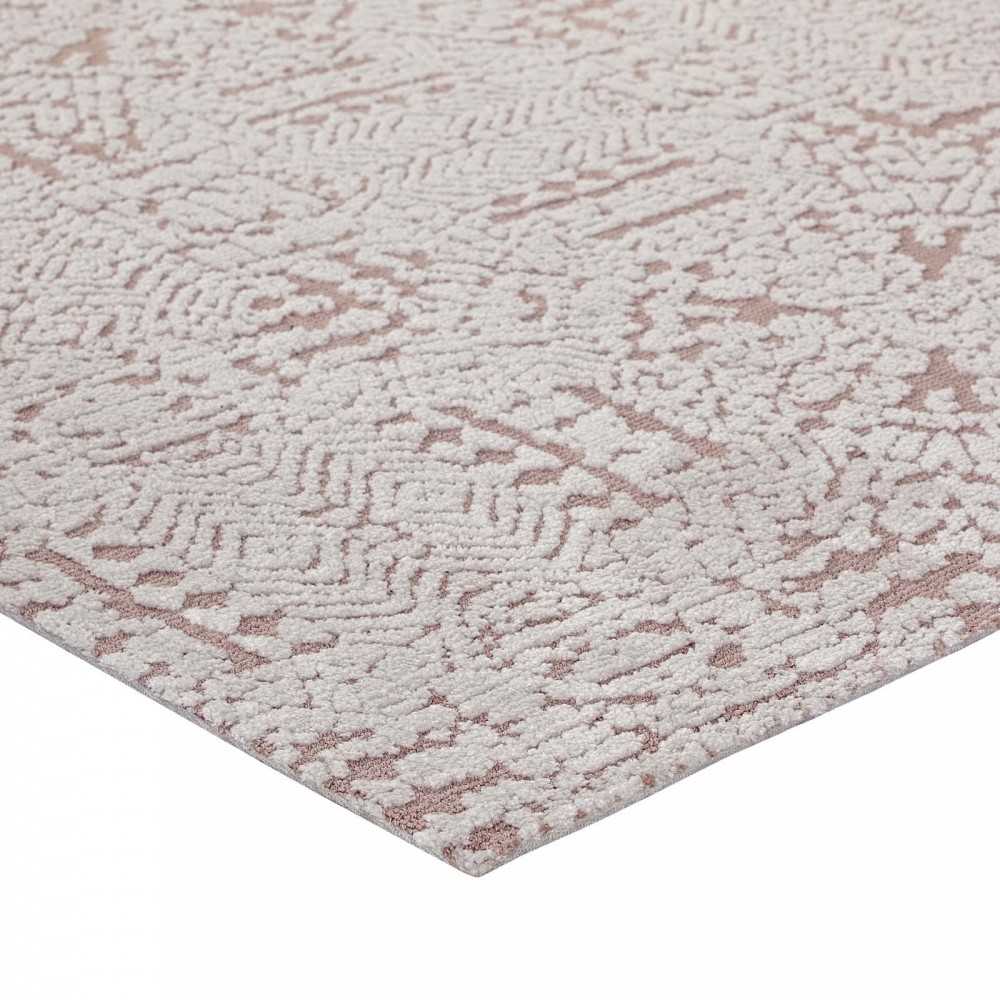 Javiera Contemporary Moroccan 5x8 Area Rug, Ivory and Cameo Rose