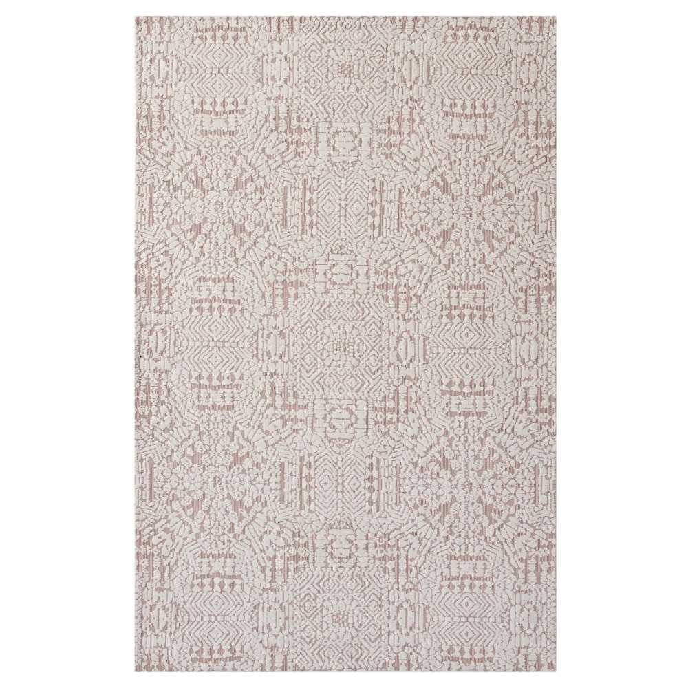 Javiera Contemporary Moroccan 8x10 Area Rug, Ivory and Cameo Rose