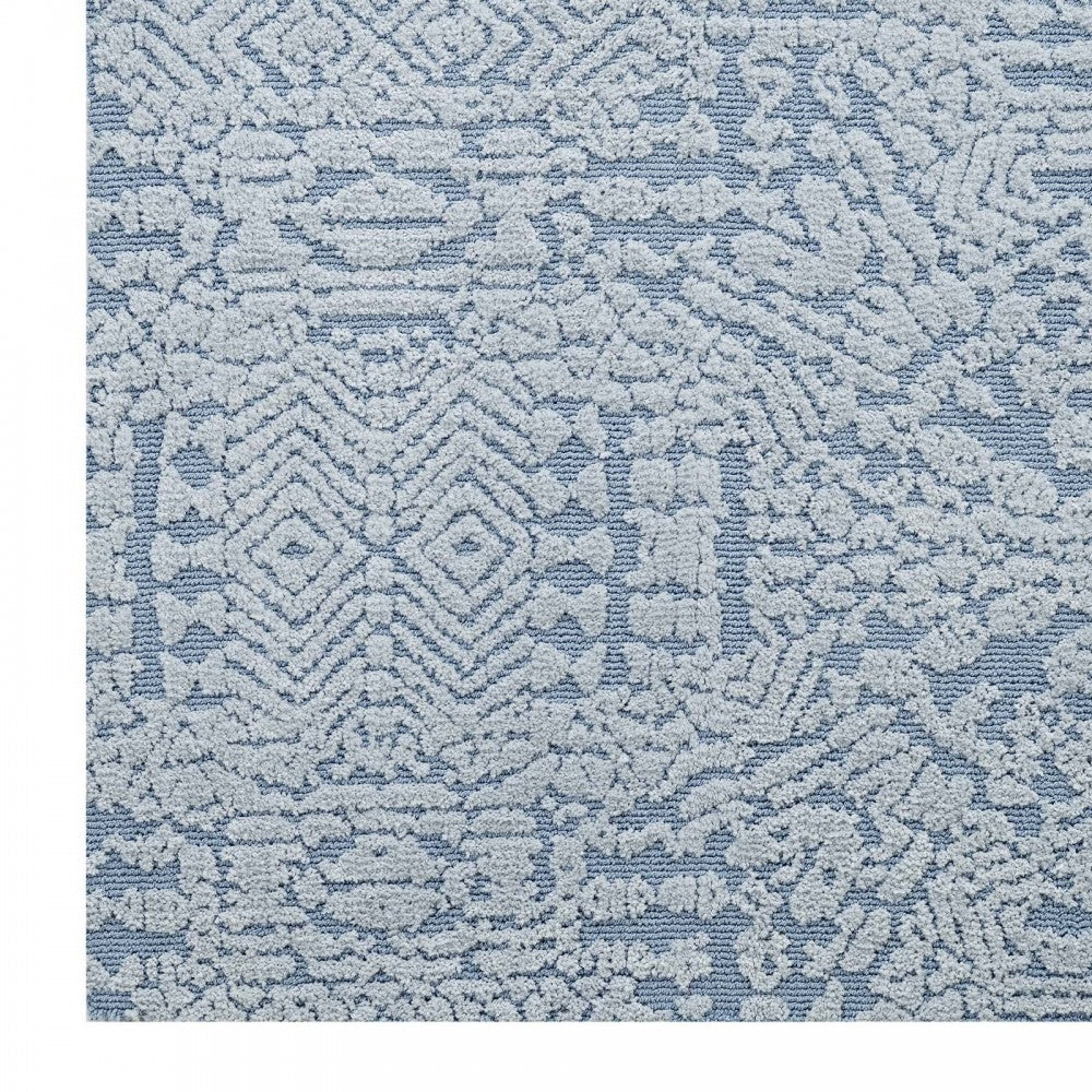 Javiera Contemporary Moroccan 8x10 Area Rug, Ivory and Light Blue